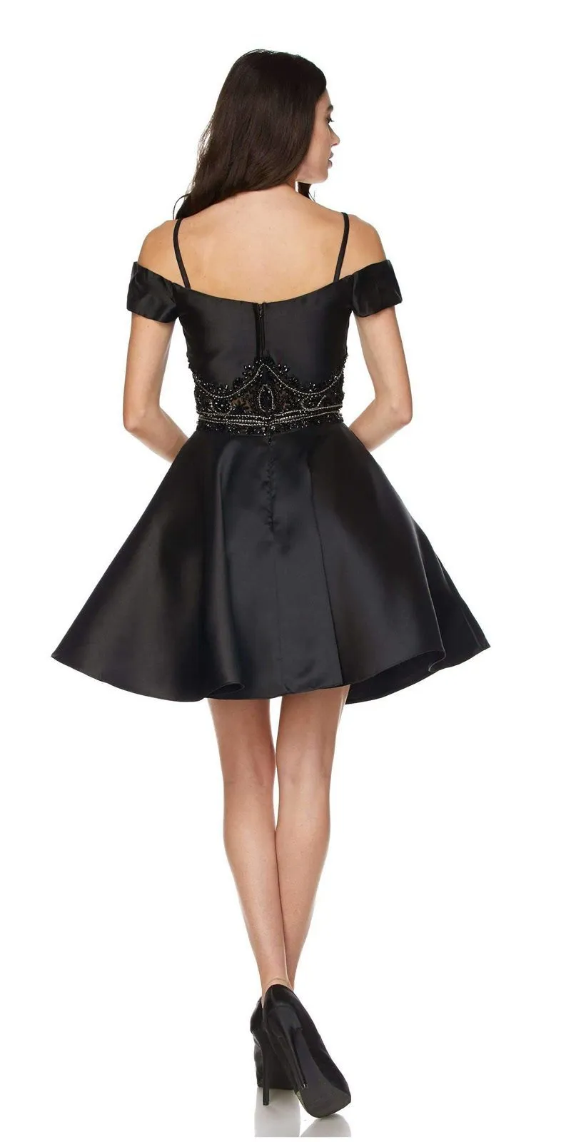 Juliet 790 Cold Shoulder Two-Piece Embellished Short Dress