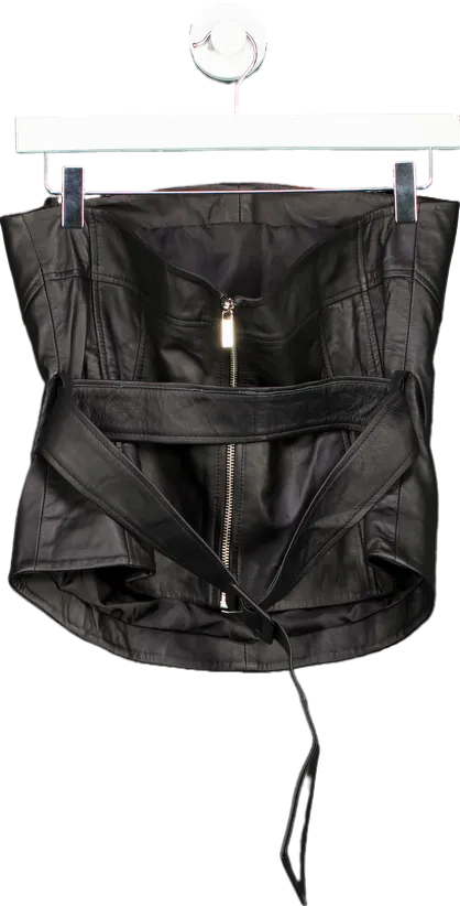 Karen Millen Black Leather Belted Corset Top UK 10