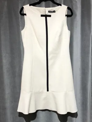 Karen Millen Ivory Skeeveless Dress woth Black Stripe and Flare Bottom
