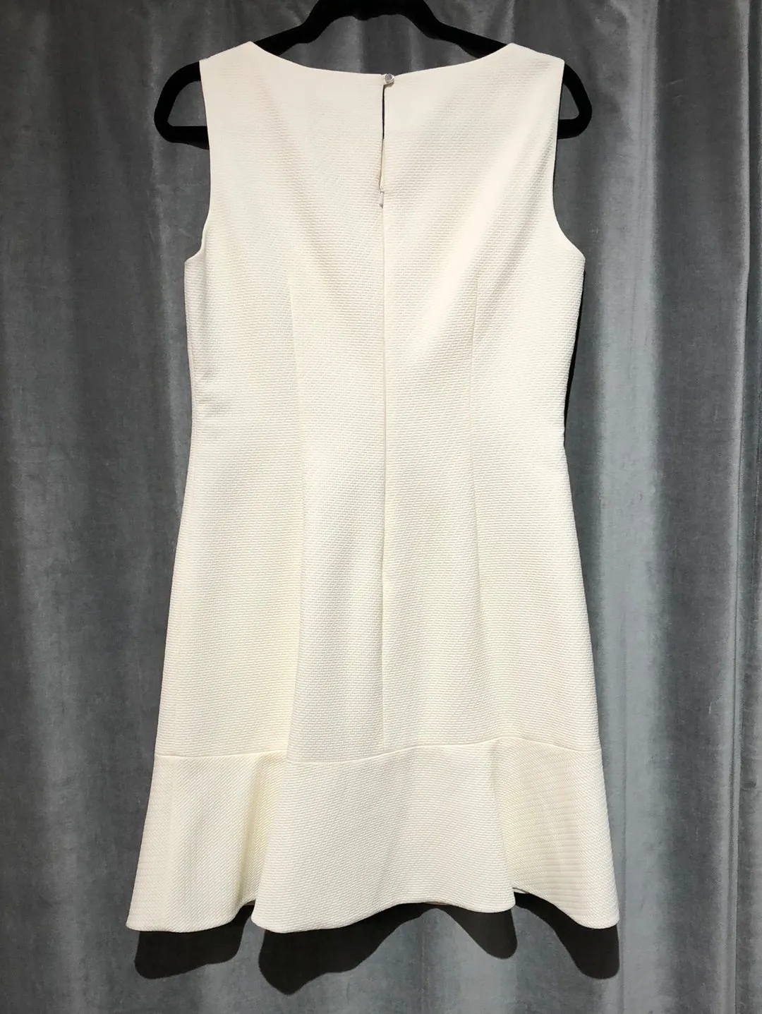Karen Millen Ivory Skeeveless Dress woth Black Stripe and Flare Bottom