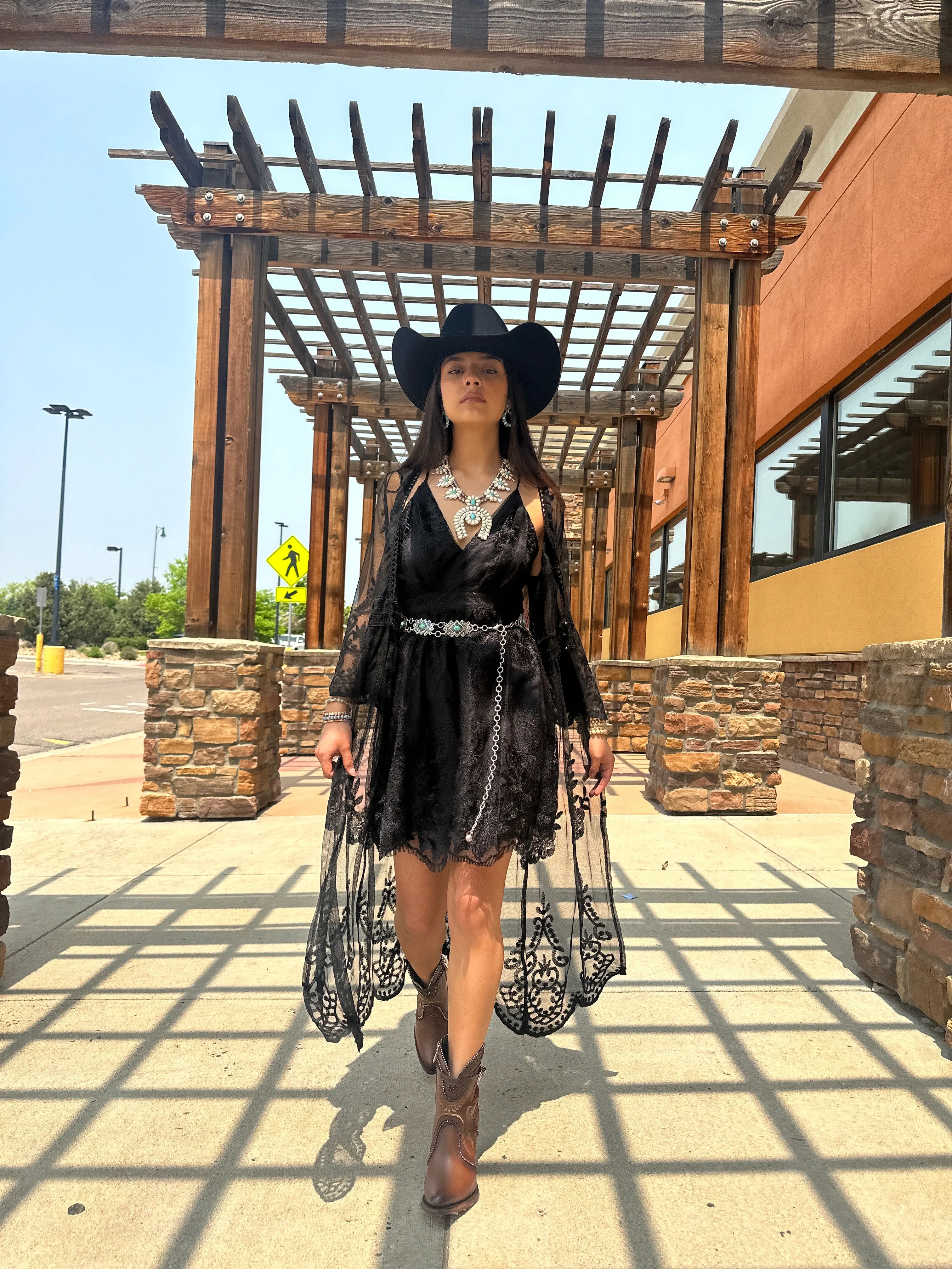 Karime Floral Black Dress