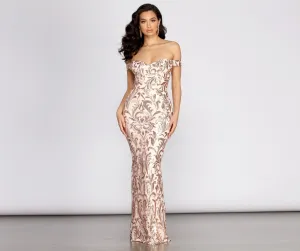 Karleen Sequin Stylish Off Shoulder Dress