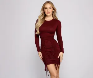 Keepin' Knit Cute Charming Ruched Mini Dress