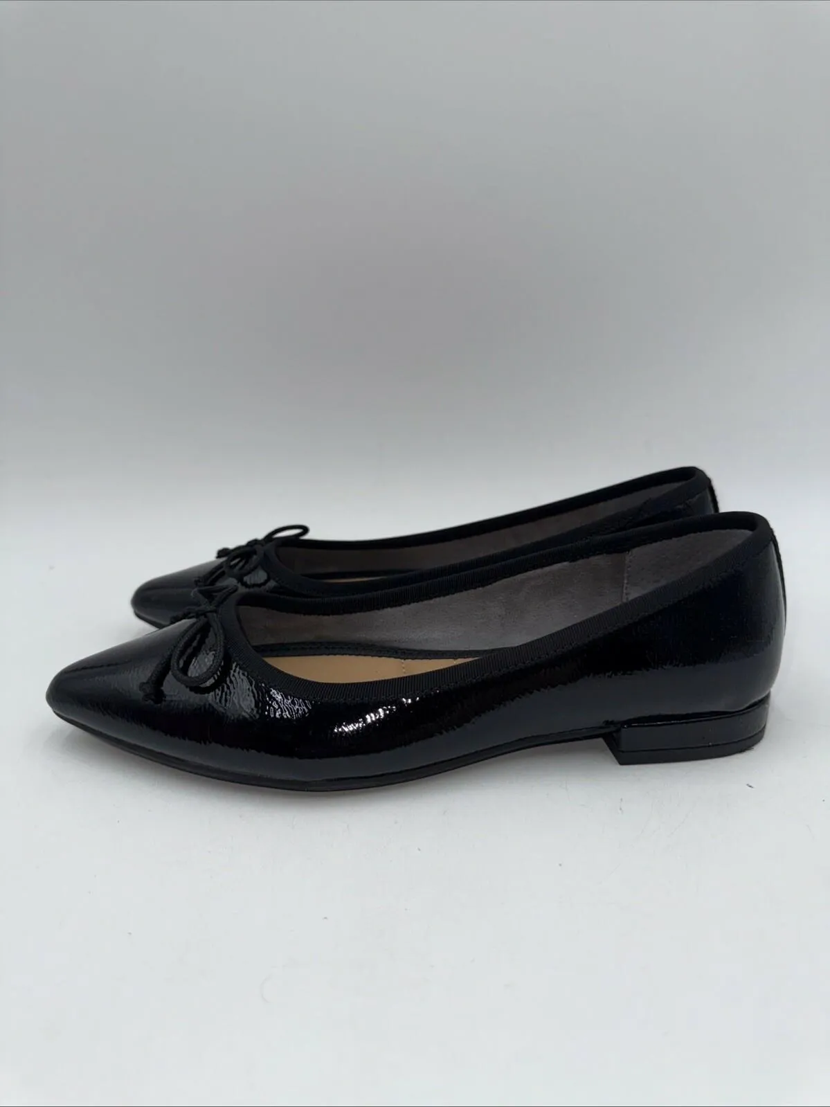 Kelly & Katie Abby Black Patent Tweed Pointy Toe Ballet Flats Size 7 M - Very Good