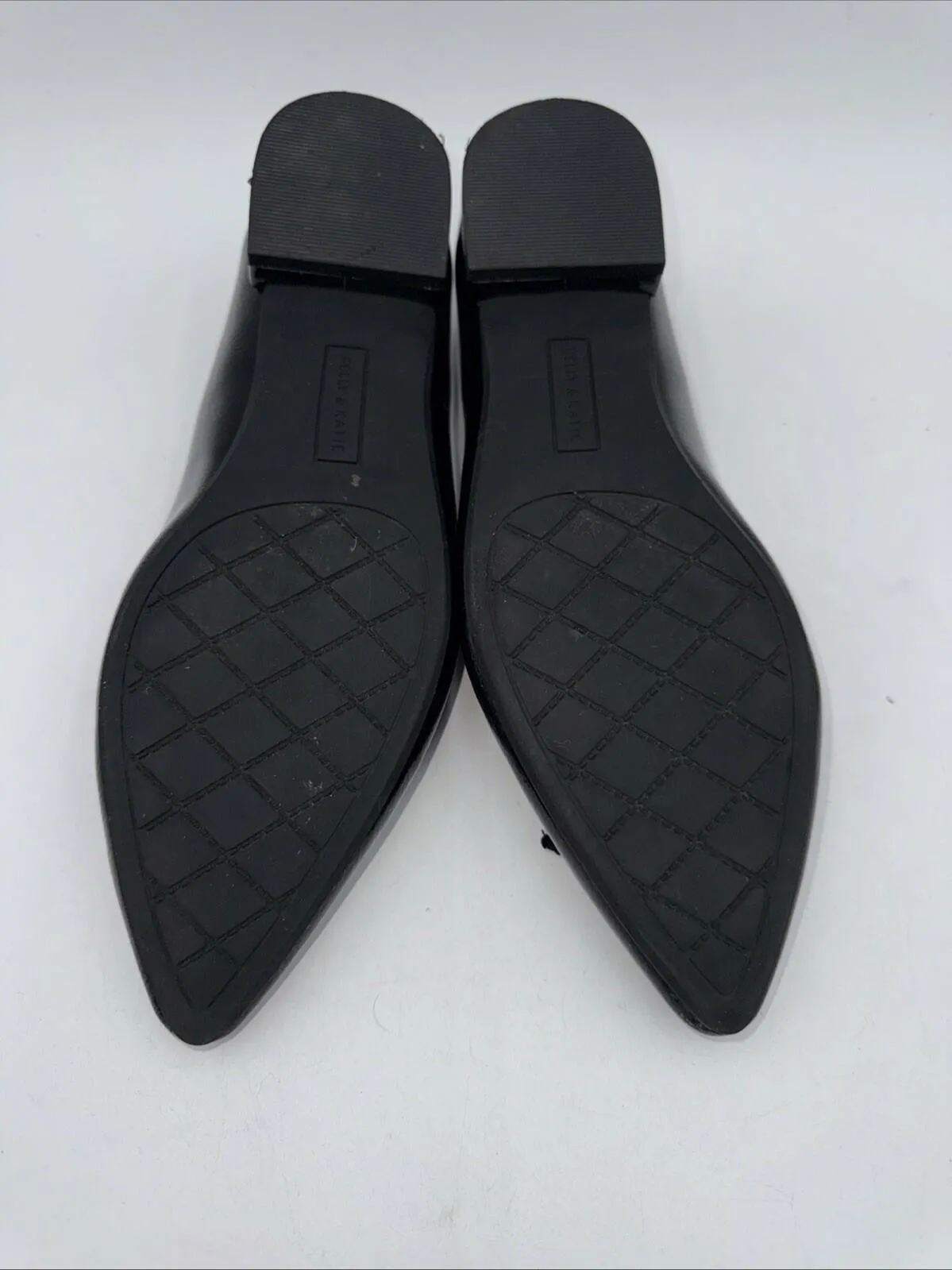 Kelly & Katie Abby Black Patent Tweed Pointy Toe Ballet Flats Size 7 M - Very Good
