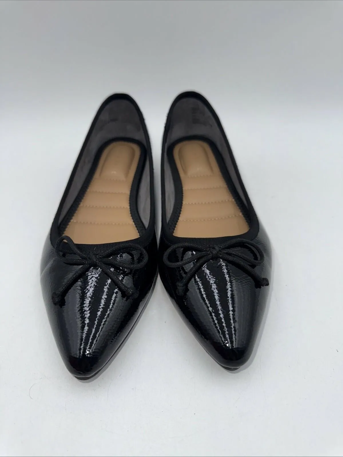 Kelly & Katie Abby Black Patent Tweed Pointy Toe Ballet Flats Size 7 M - Very Good