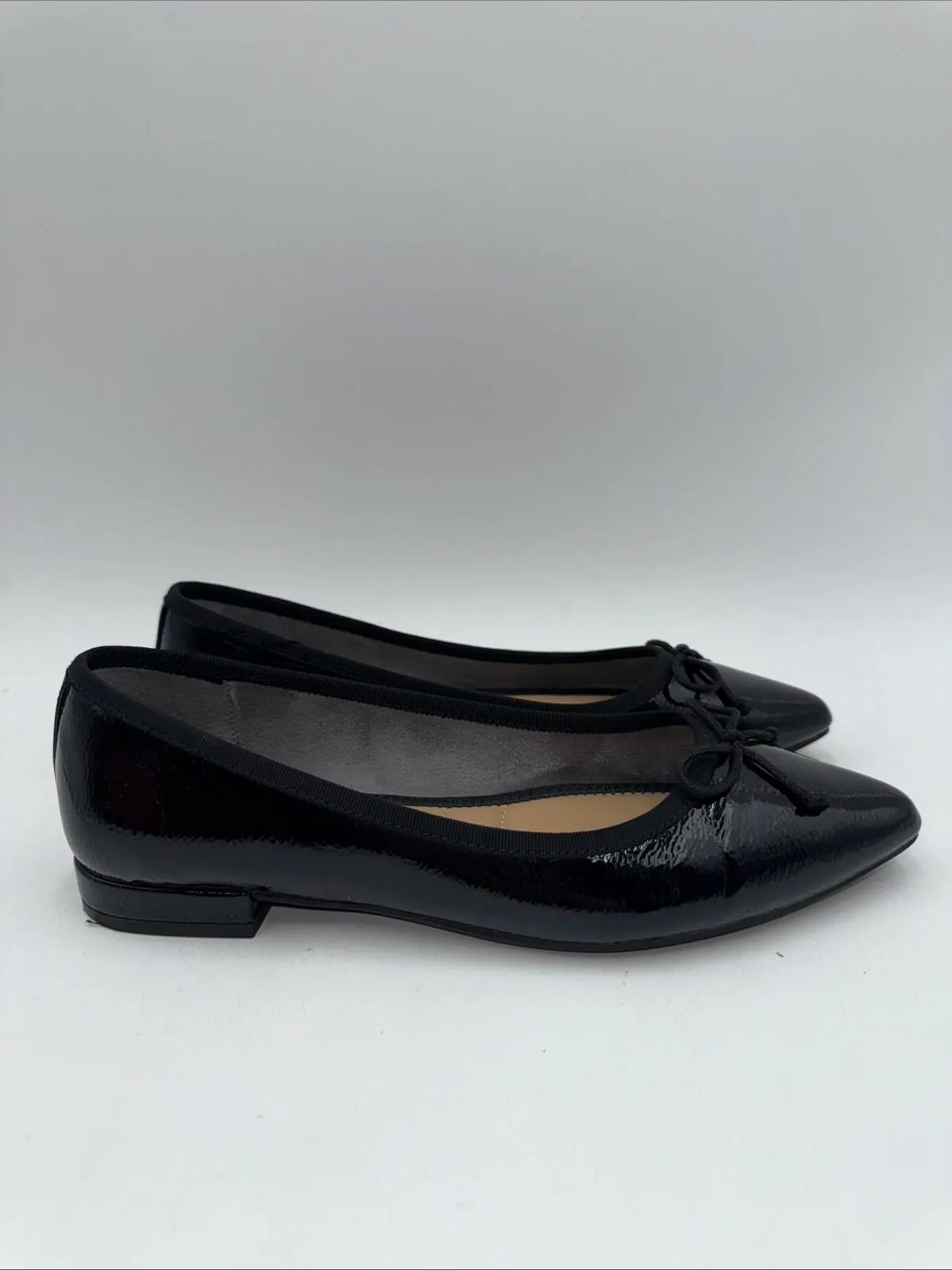 Kelly & Katie Abby Black Patent Tweed Pointy Toe Ballet Flats Size 7 M - Very Good