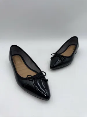 Kelly & Katie Abby Black Patent Tweed Pointy Toe Ballet Flats Size 7 M - Very Good