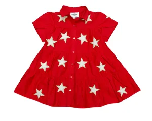 Kids Red and White Chenille Star Dress