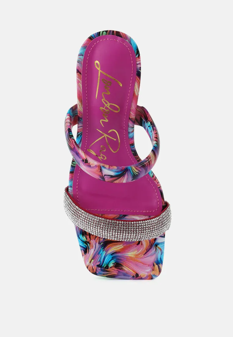 Krypton Marble Print Clear Block Heel Sandals By Ruw