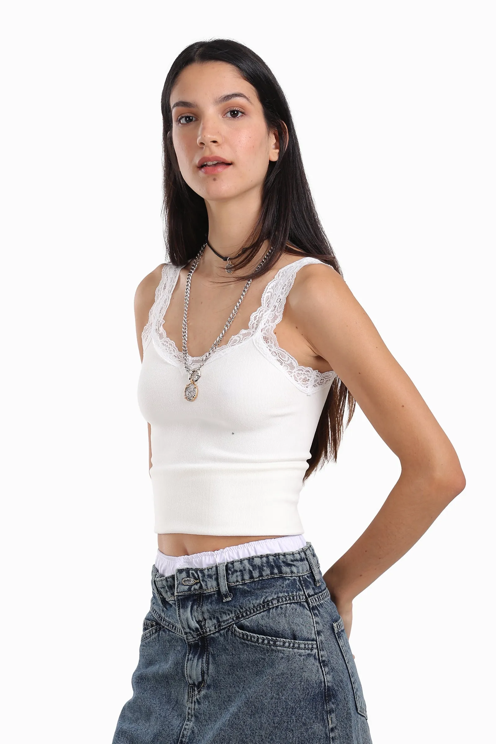 Lace-Detailed Tank Top