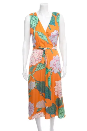 Lafayette 148 Orange Floral Print Dress SZ 4