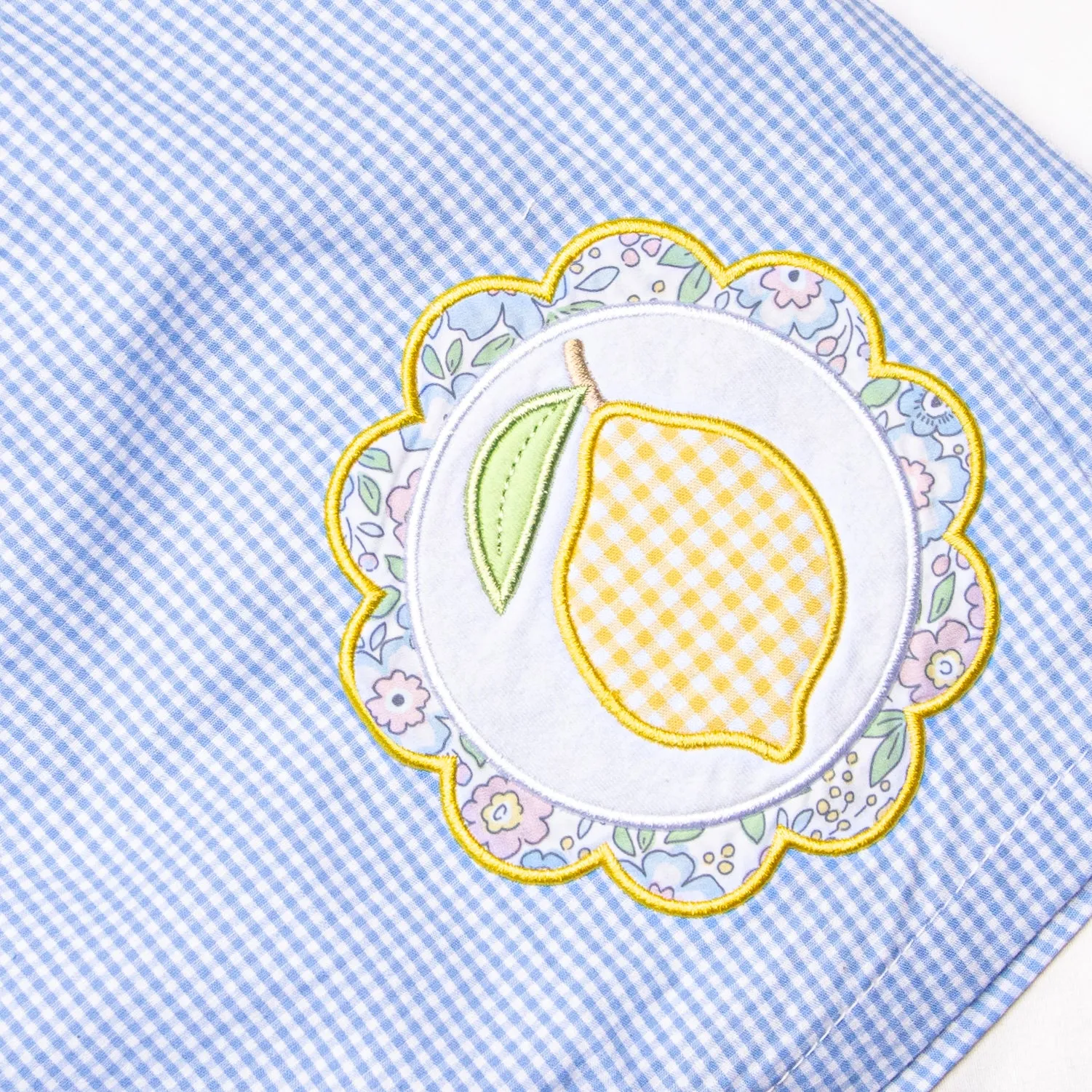 Lemon Drop Applique Dress, Blue
