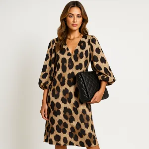 Leopard Print Midi Dress | Animal Print | Relaxed Fit and Bold