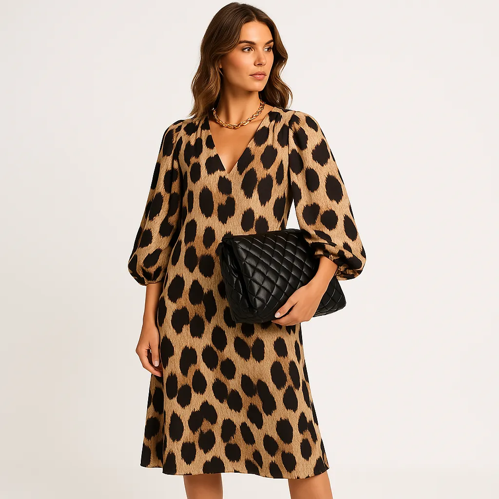 Leopard Print Midi Dress | Animal Print | Relaxed Fit and Bold
