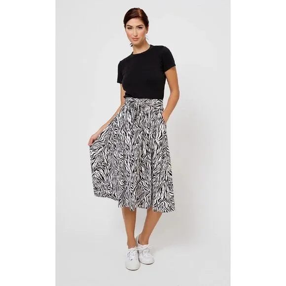 Leota Women's Mindy Skirt in Woodgrain Large Lord &amp; Taylor White Size L