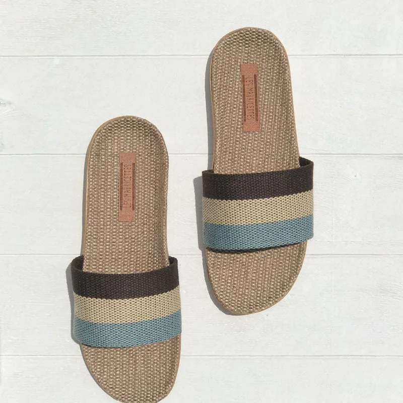 LES MAURICETTES Yvette Sandals in Light Blue/Natural/Navy Blue