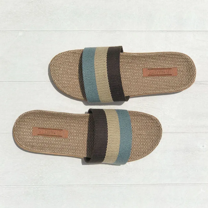 LES MAURICETTES Yvette Sandals in Light Blue/Natural/Navy Blue
