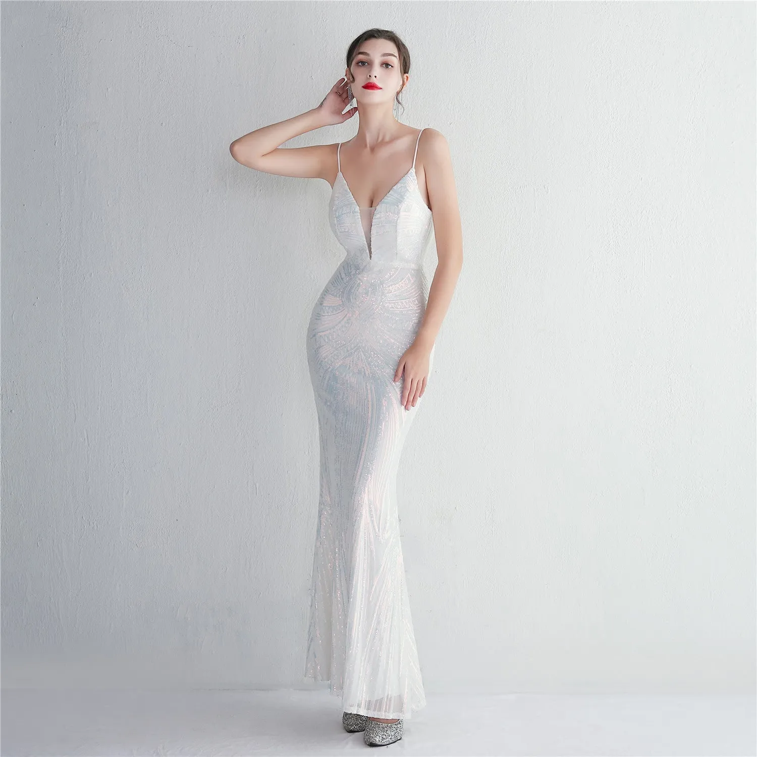 Liana Formal Sequin Charming Scroll Mermaid Dress