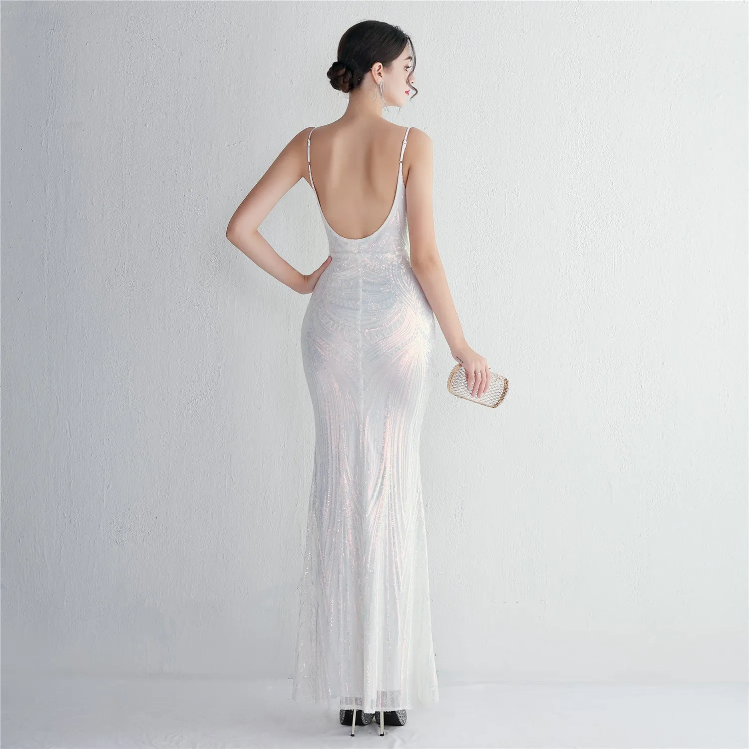 Liana Formal Sequin Charming Scroll Mermaid Dress