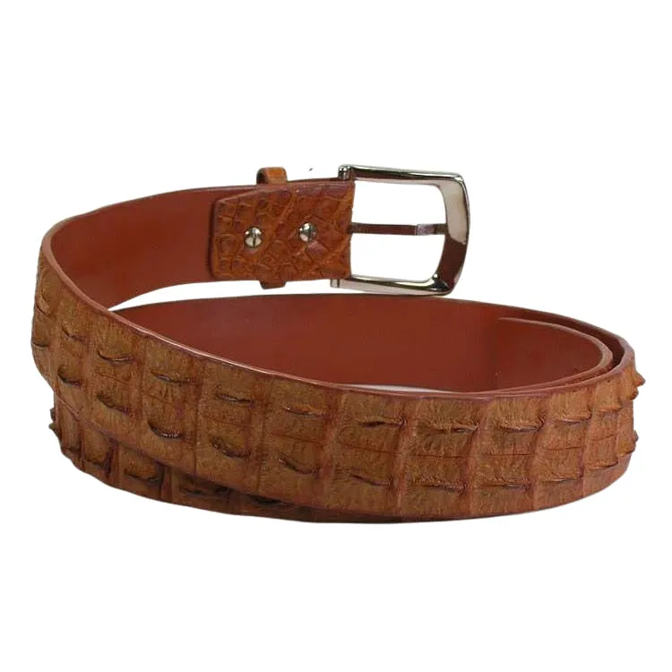 Light Brown Genuine Crocodile Backbone Skin Leather Men's Belt