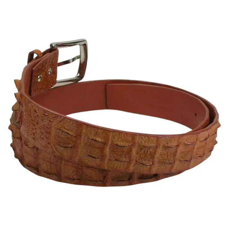 Light Brown Genuine Crocodile Backbone Skin Leather Men's Belt