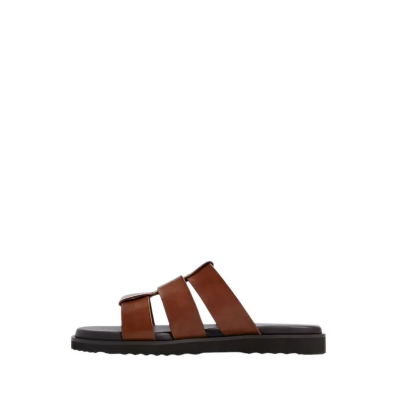 LIGHT FLAT SANDALS - COGNAC