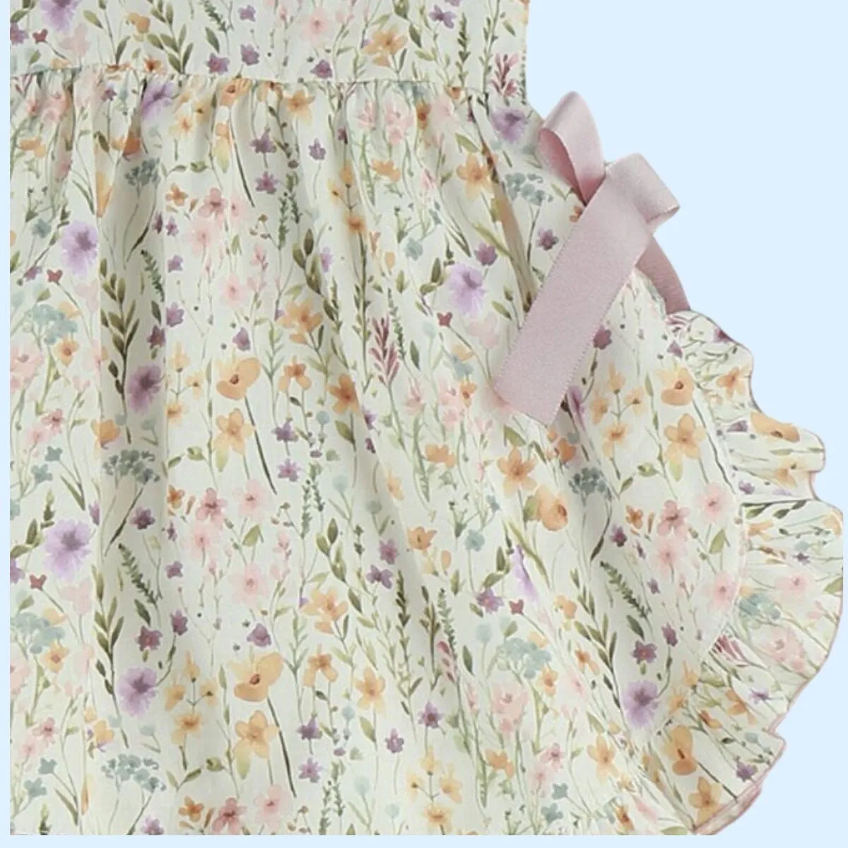 Lilac Floral Woven Dress & knicker set