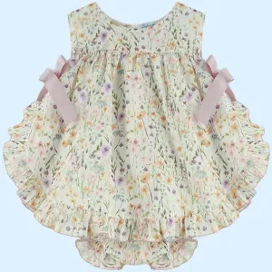 Lilac Floral Woven Dress & knicker set