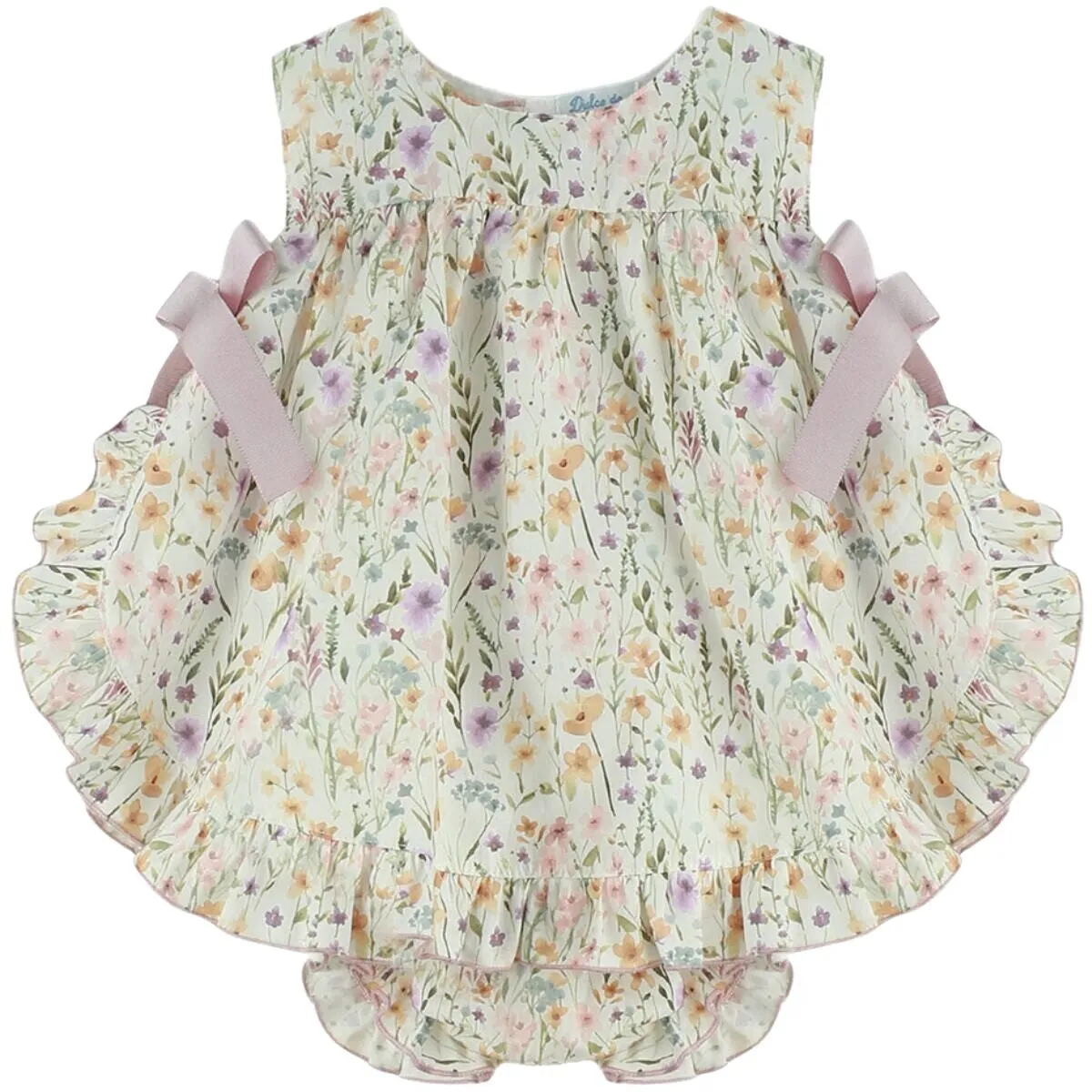 Lilac Floral Woven Dress & knicker set