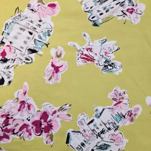 Lime & Pink Floral Cotton Print