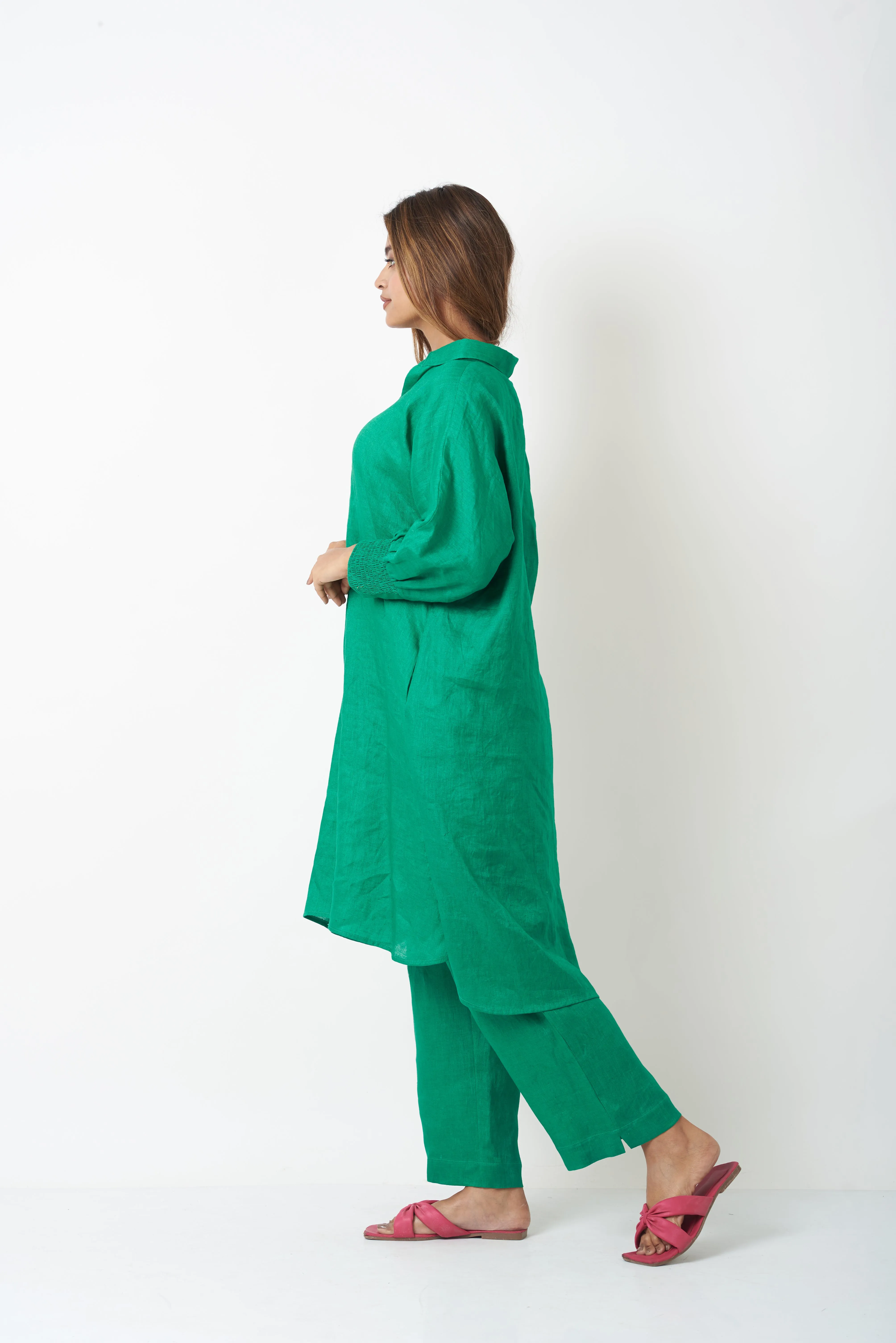 LINEN CO-ORD SET - GREEN
