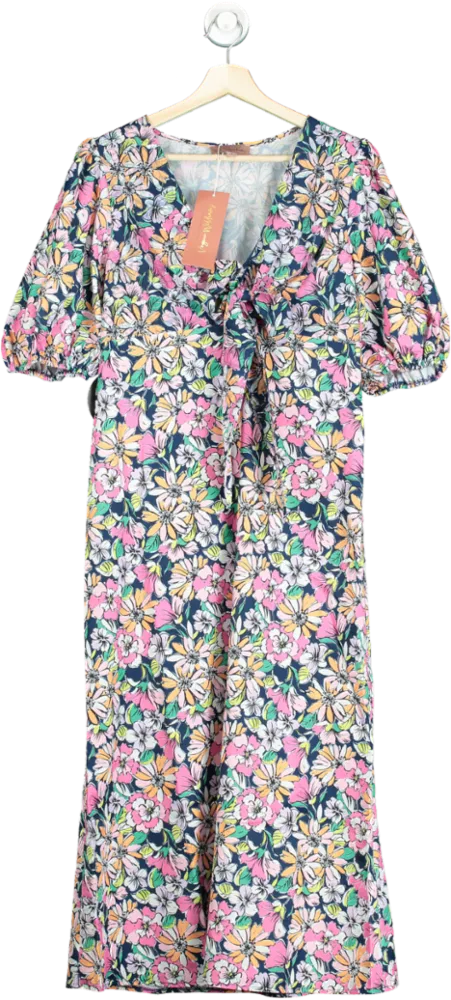 Little Mistress Multicoloured Vogue Williams Tie Front Floral Midaxi Dress UK 12
