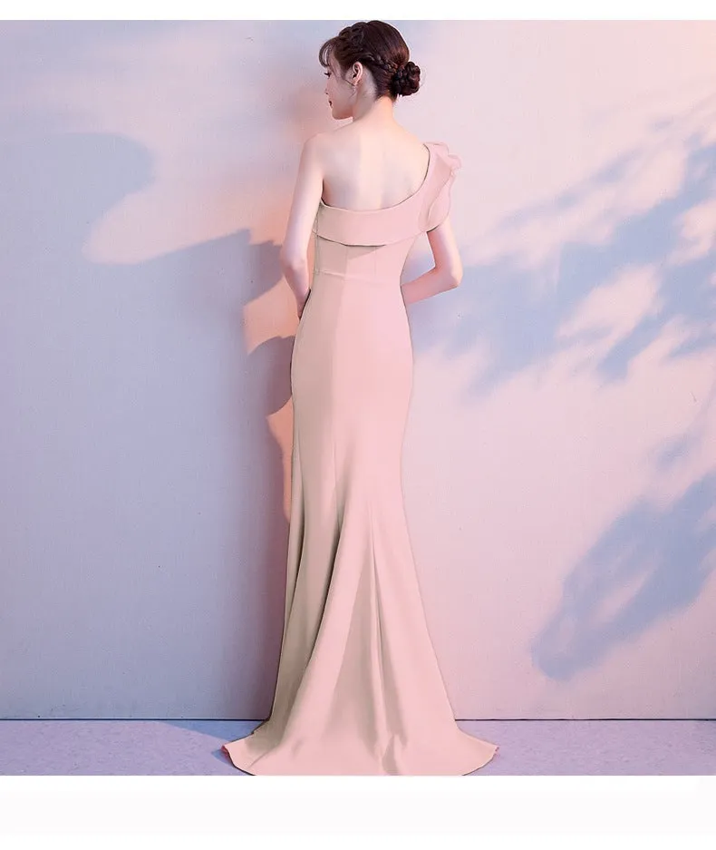 Lola ruffled Stylish one-shoulder evening dress