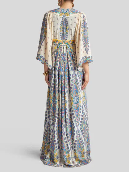 Long Printed Silk Dress