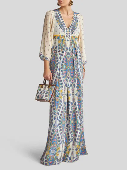 Long Printed Silk Dress