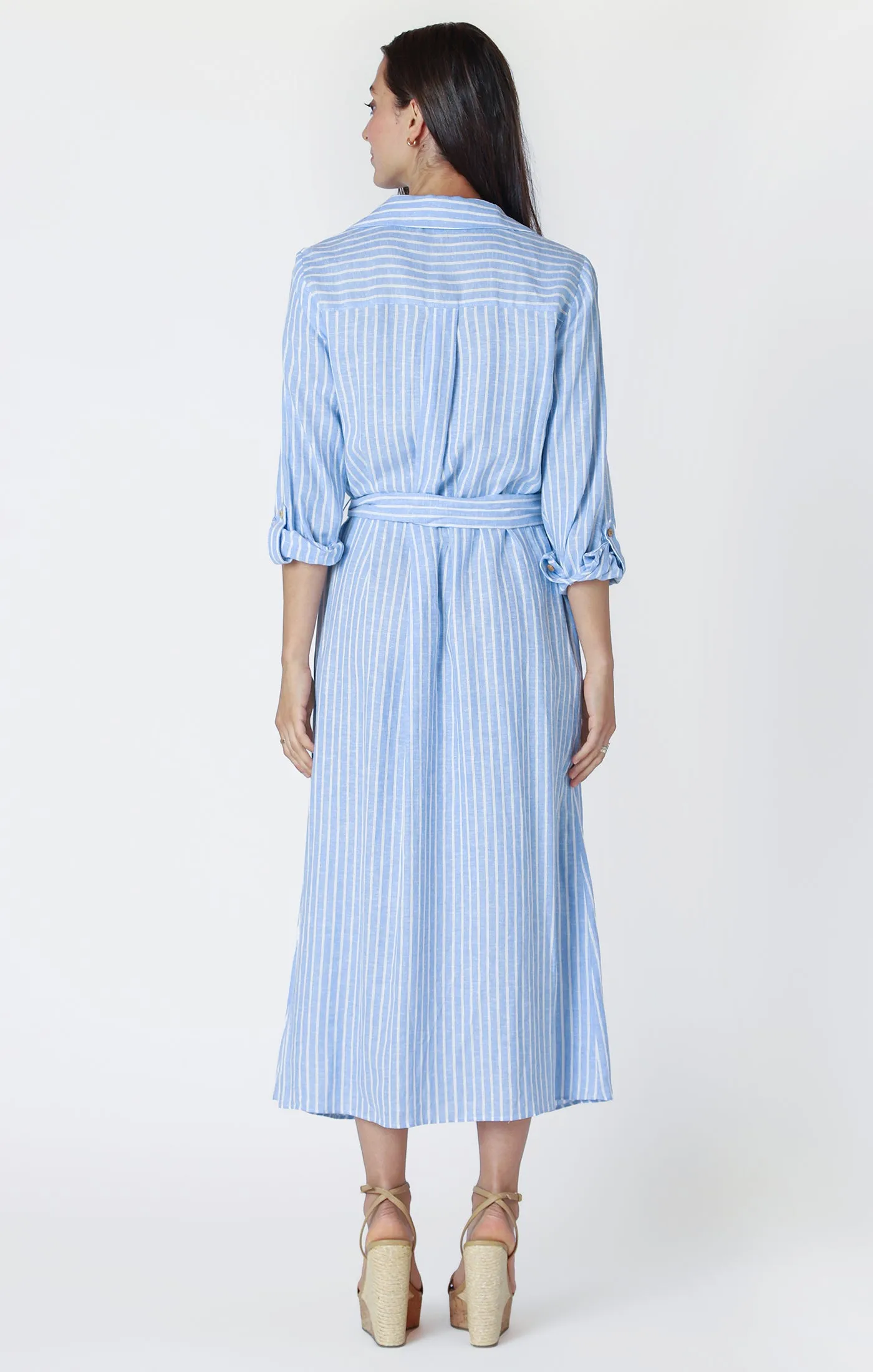 Long Sleeve Belted Midi Shirtdress