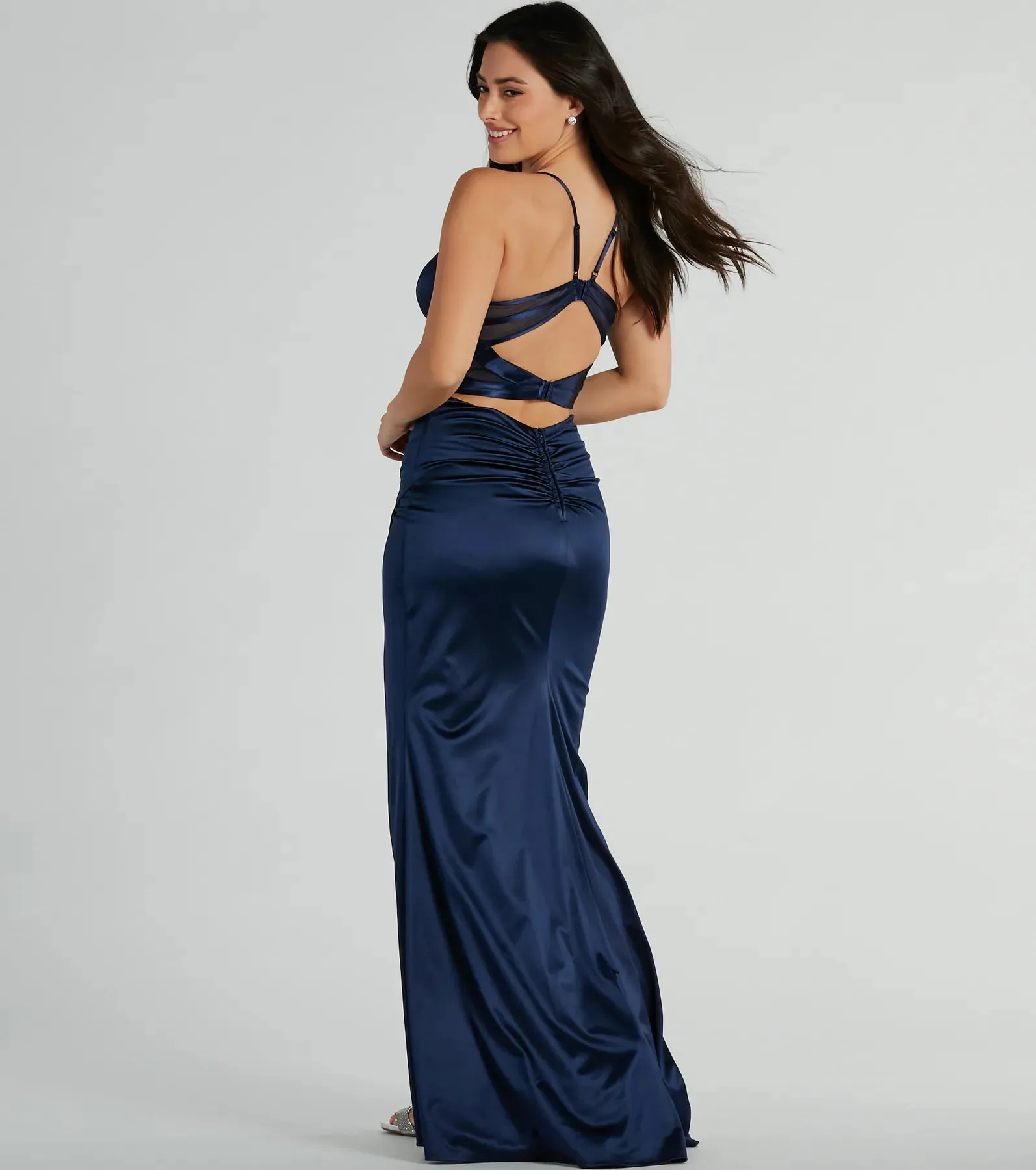 Loraine Sweetheart Wrap Mermaid Satin Formal Dress
