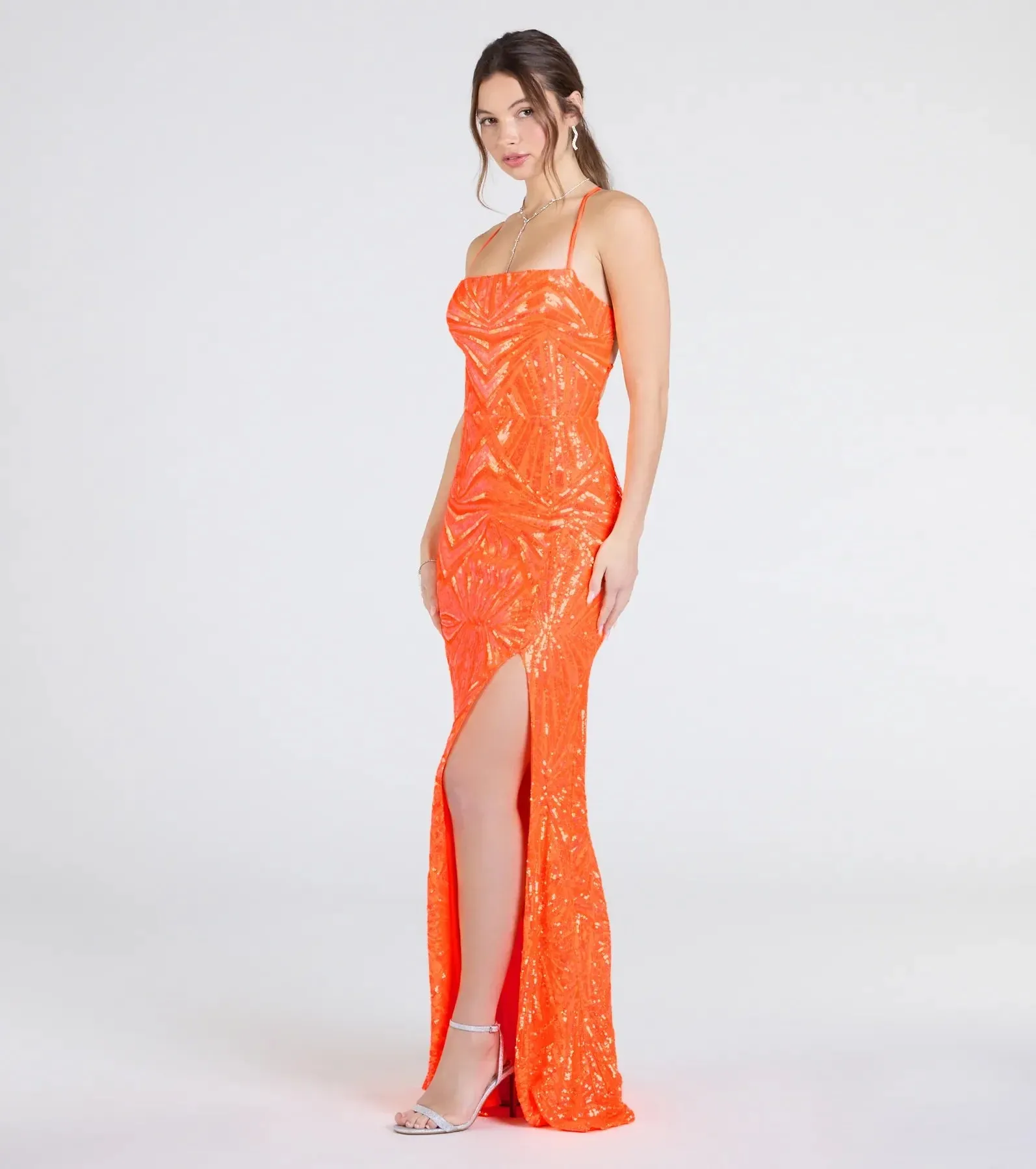 Lottie Sequin Lace-Up Mermaid Dress