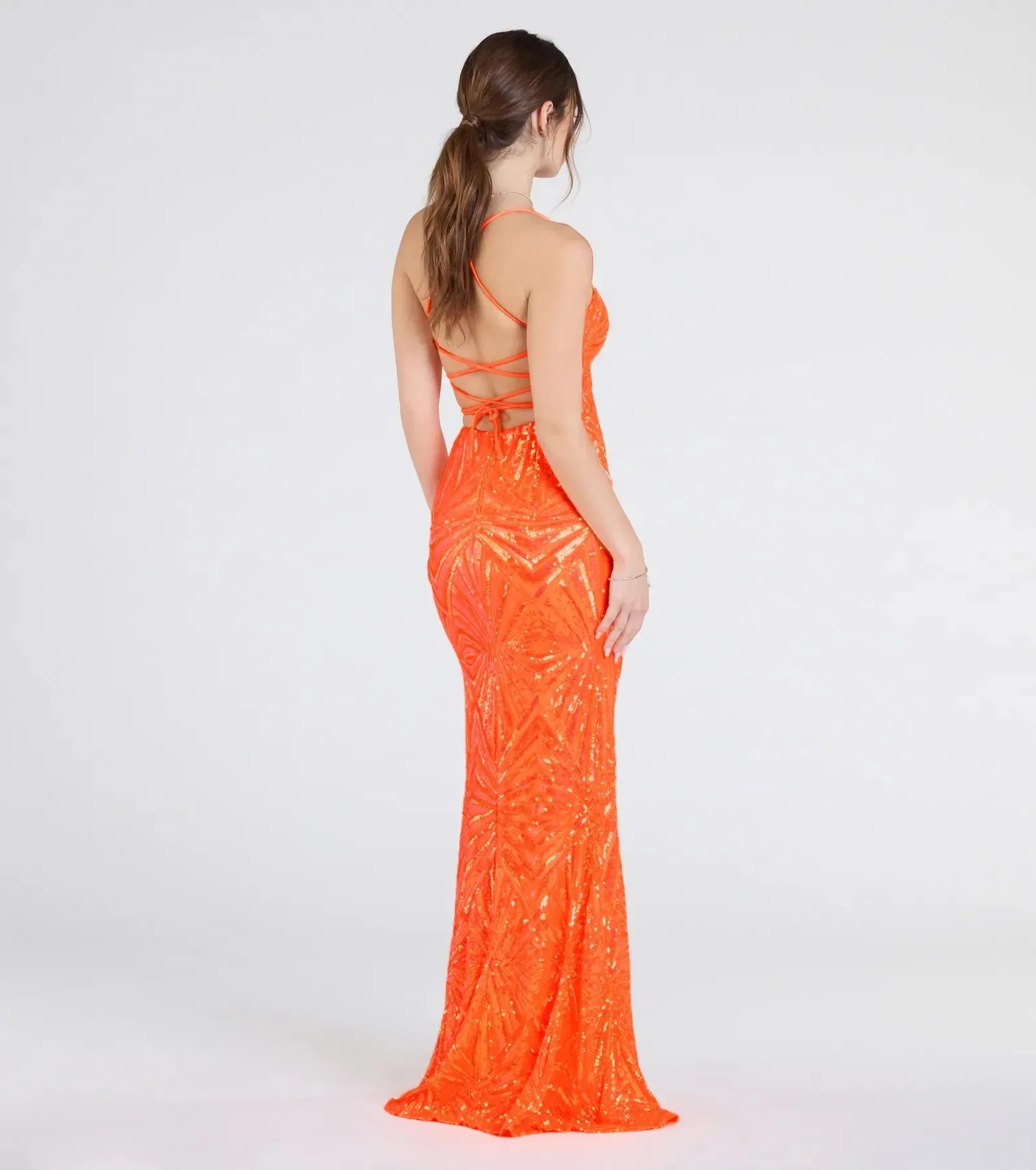 Lottie Sequin Lace-Up Mermaid Dress