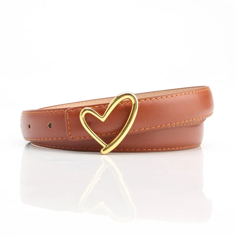 Love buckle belt, elegant and fashionable women's jeans dress
