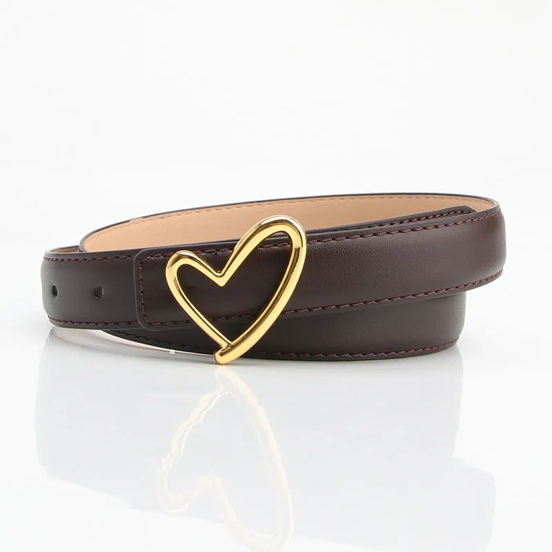 Love buckle belt, elegant and fashionable women's jeans dress