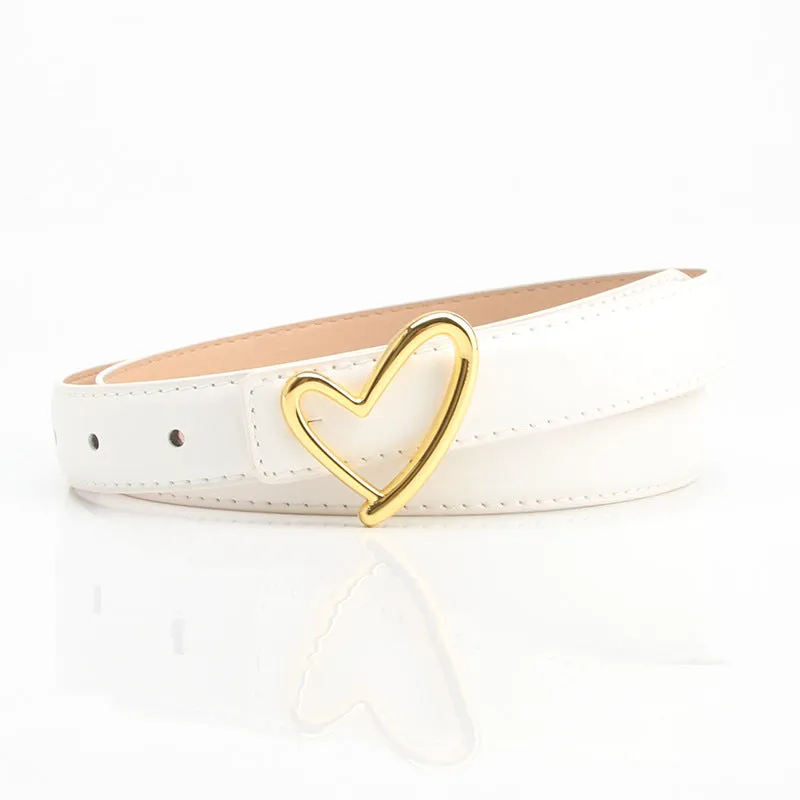 Love buckle belt, elegant and fashionable women's jeans dress