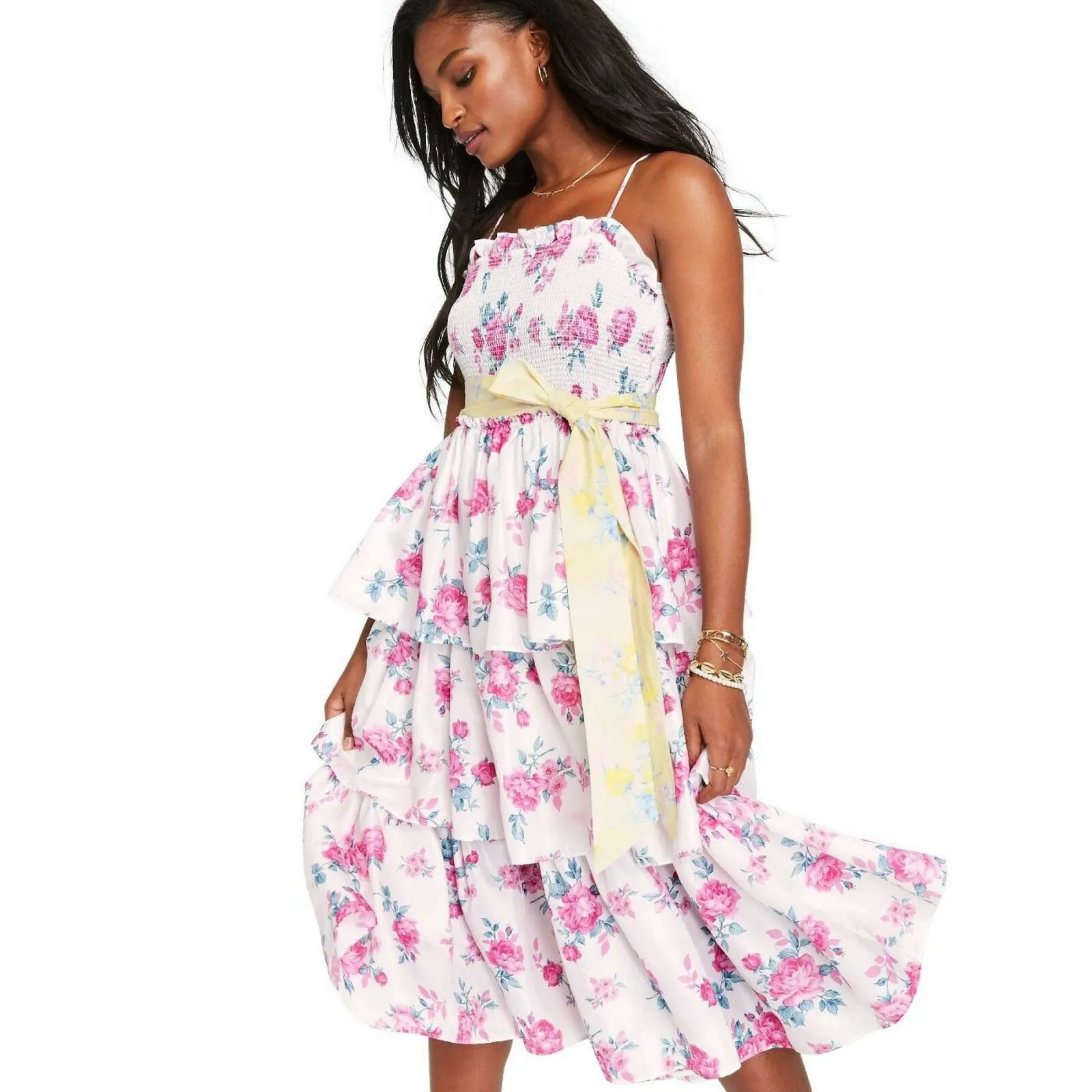 LoveShackFancy for TRGT Women's Elise Smocked Tiered Dress