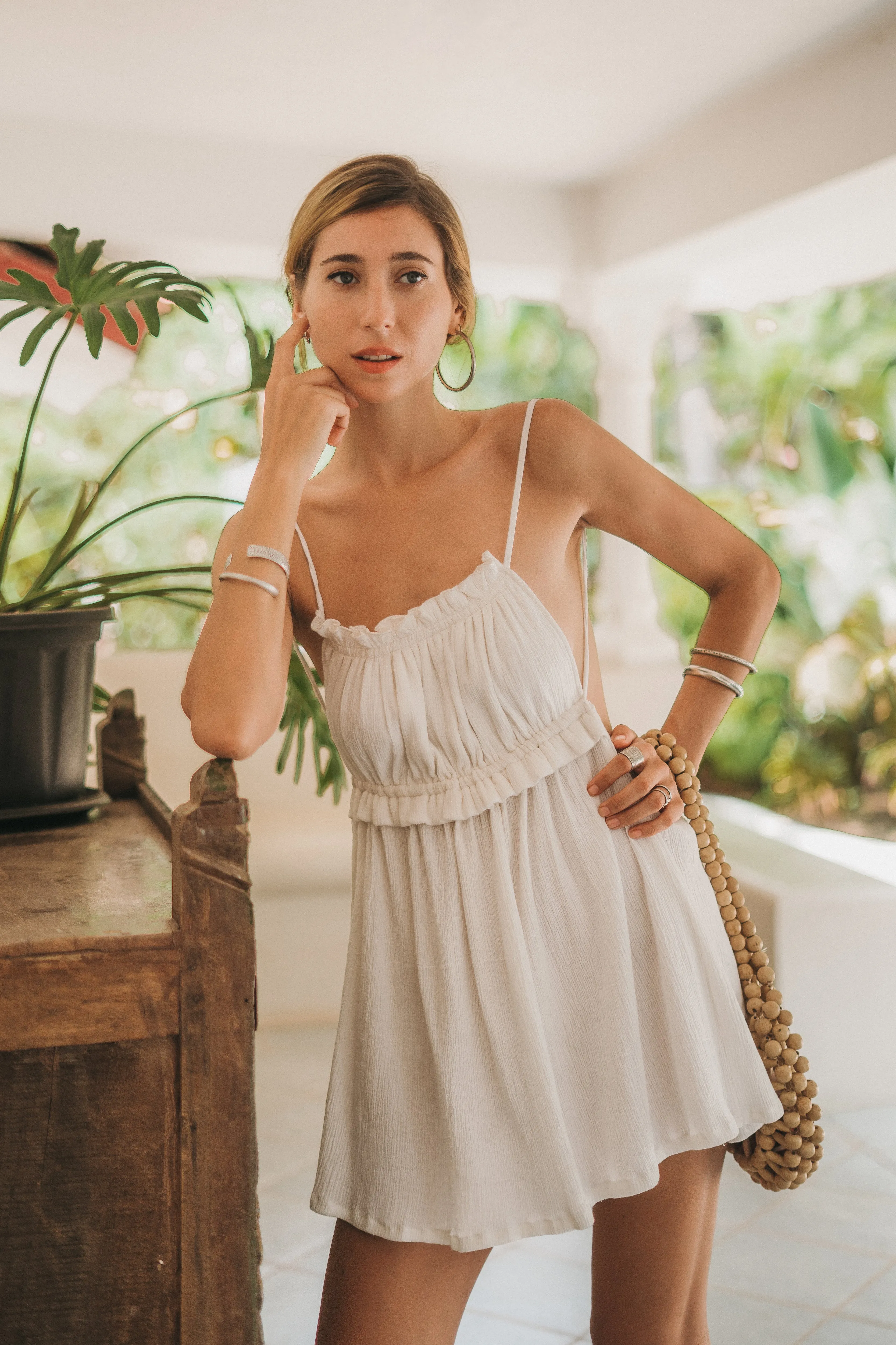 Luna Backless Dress in Wispy White