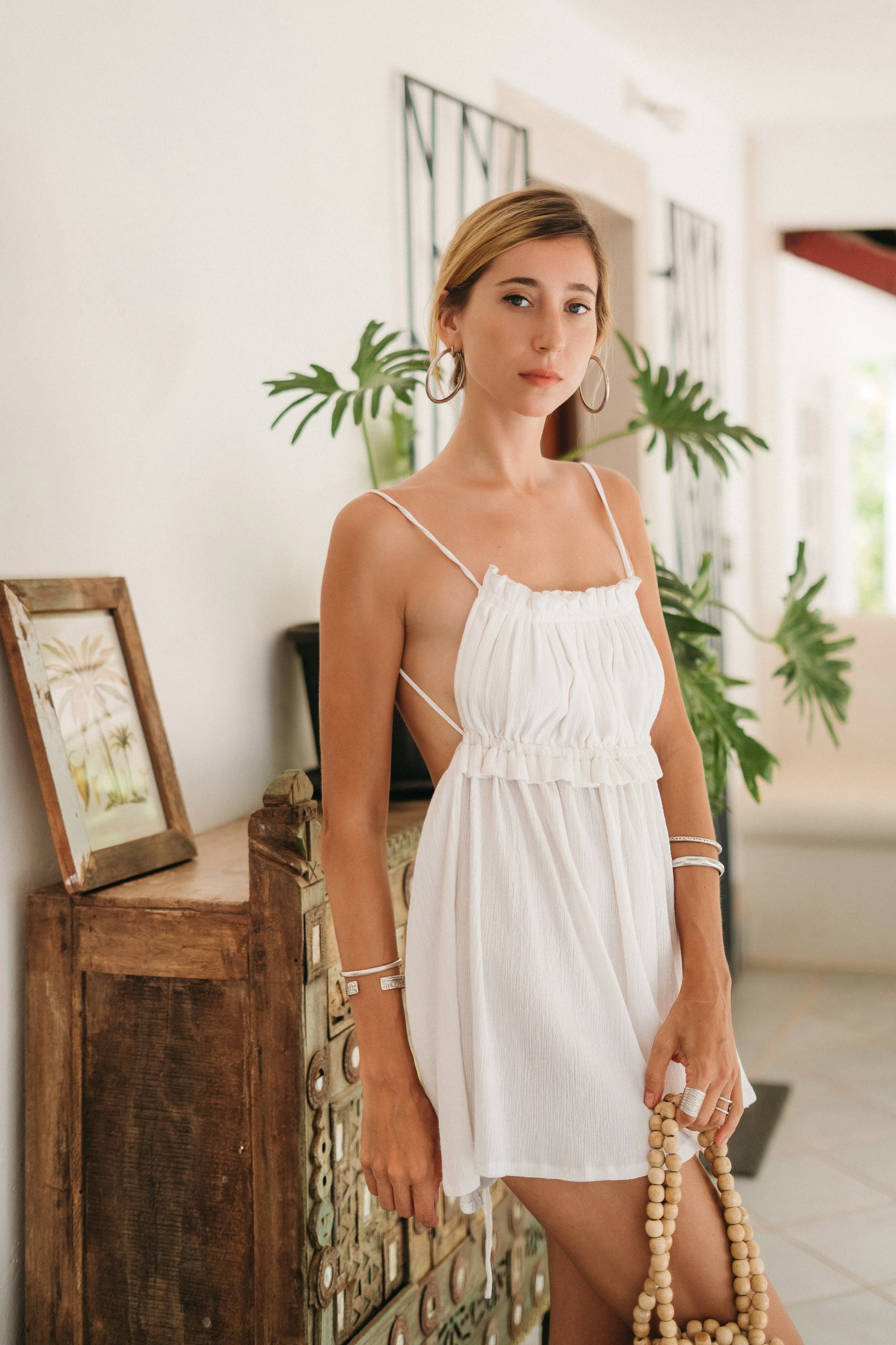 Luna Backless Dress in Wispy White