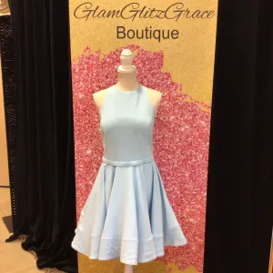 Mac Duggal Plus Size Baby Blue Fitted and Flare Dress