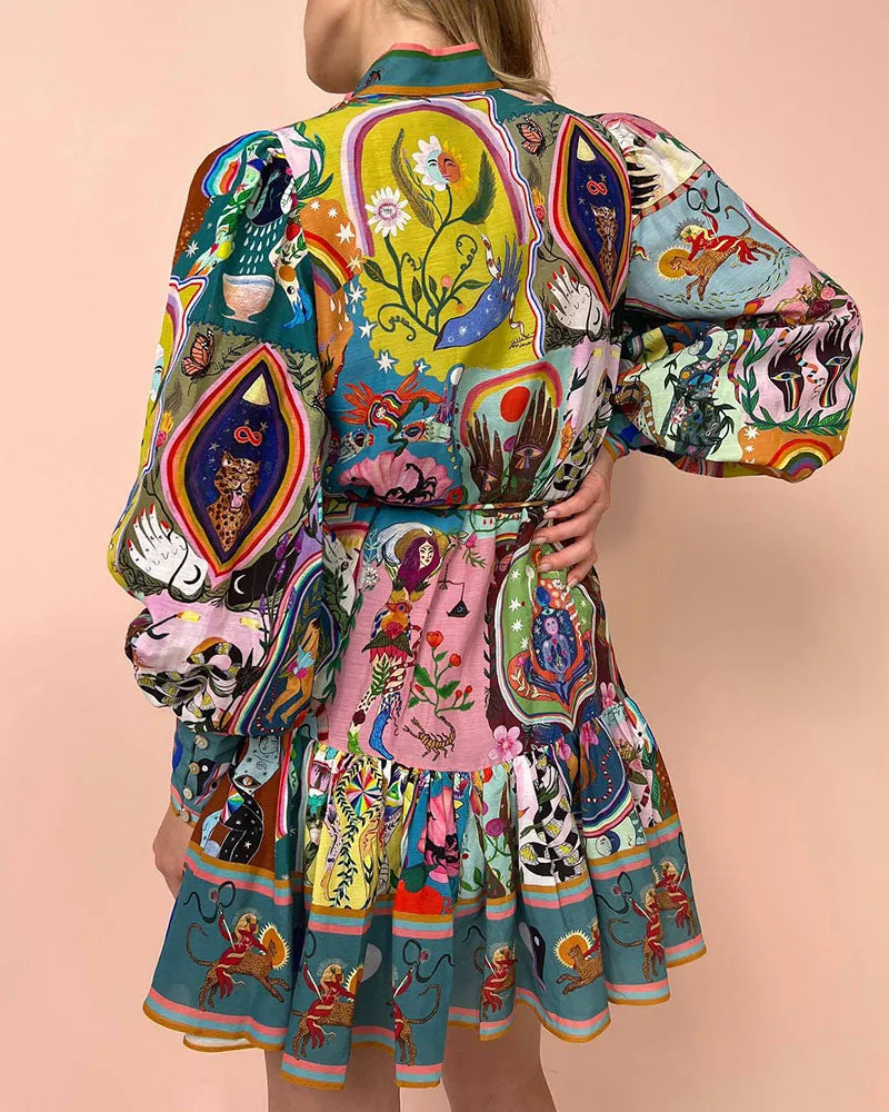 Madeleine - Long Sleeve Printed Dress