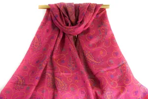 Magenta Paisley Vines Pashmina Scarf Bohemian Shawl