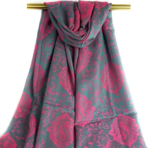 Magenta Pink Royal Paisley Pashmina Scarf Bohemian Shawl